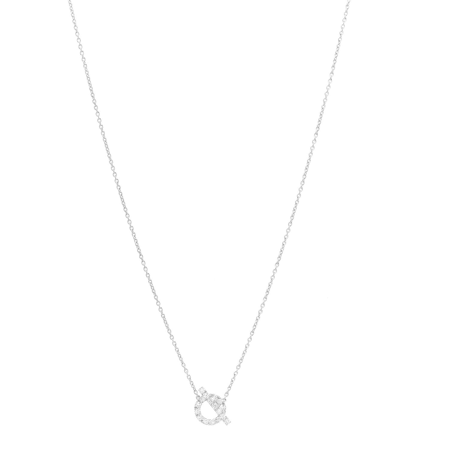 Hermes 18K White Gold Diamond Finesse Pendant Necklace 1 of 6