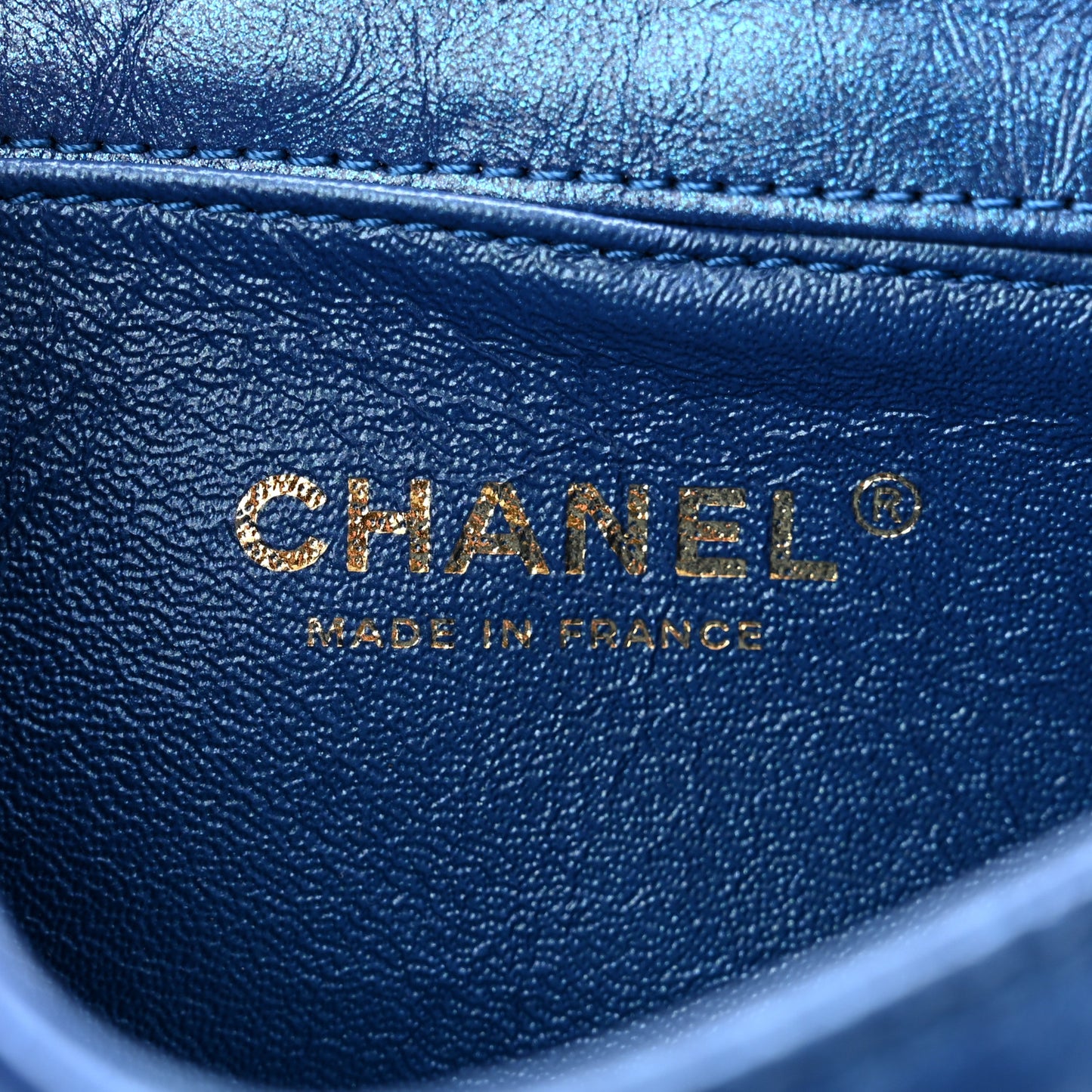 Metallic Aged Calfskin Quilted 2.55 Reissue Flap Belt Bag Clutch Blue