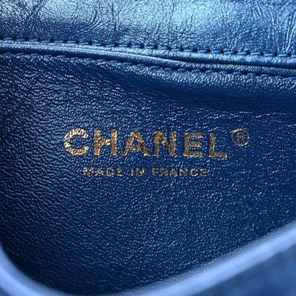 Chanel Metallic Aged Calfskin Quilted 2.55 Reissue Flap Belt Bag Clutch Blue 5 of 10