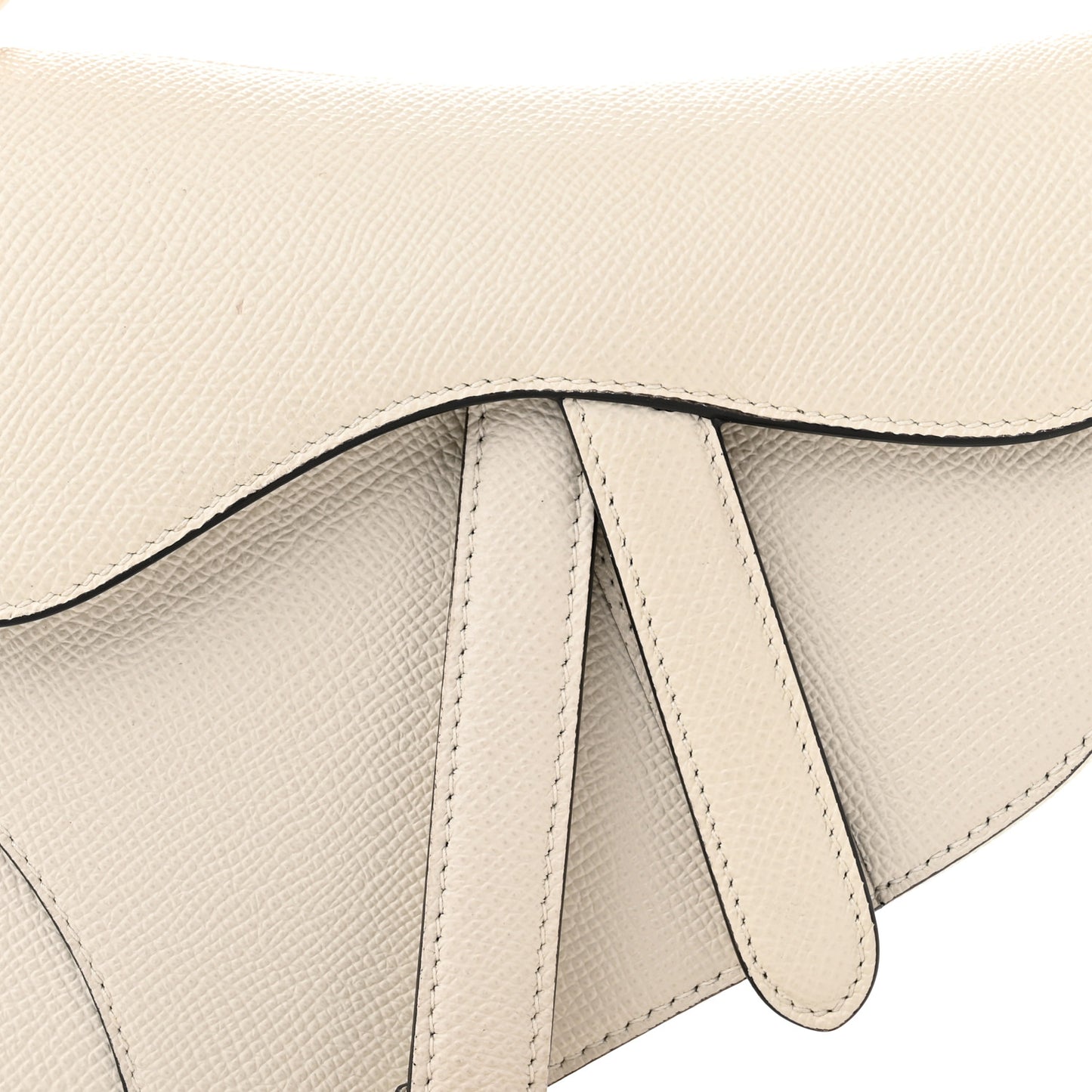 Grained Calfskin Mini Saddle Bag White