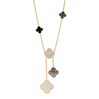 Van Cleef & Arpels 18K Yellow Gold Mother of Pearl Onyx 6 Motifs Magic Alhambra Necklace 1 of 4