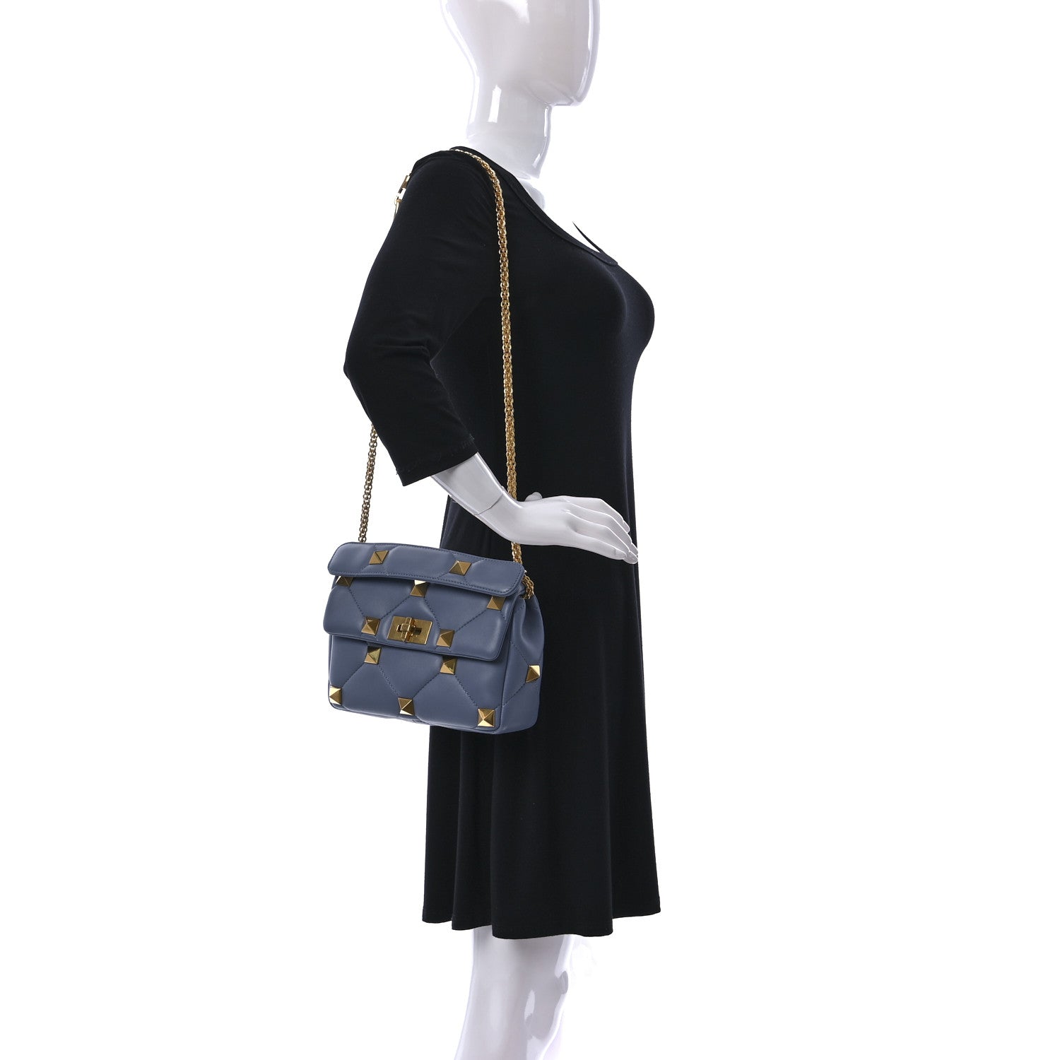 Valentino Garavani Nappa Medium Roman Stud Shoulder Bag Niagara 2 of 9