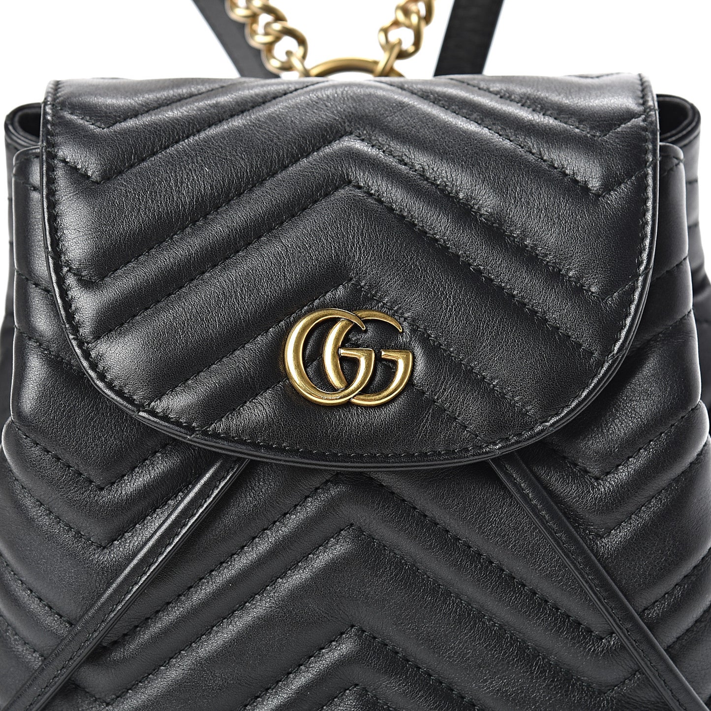 Calfskin Matelasse GG Marmont Flap Backpack Black