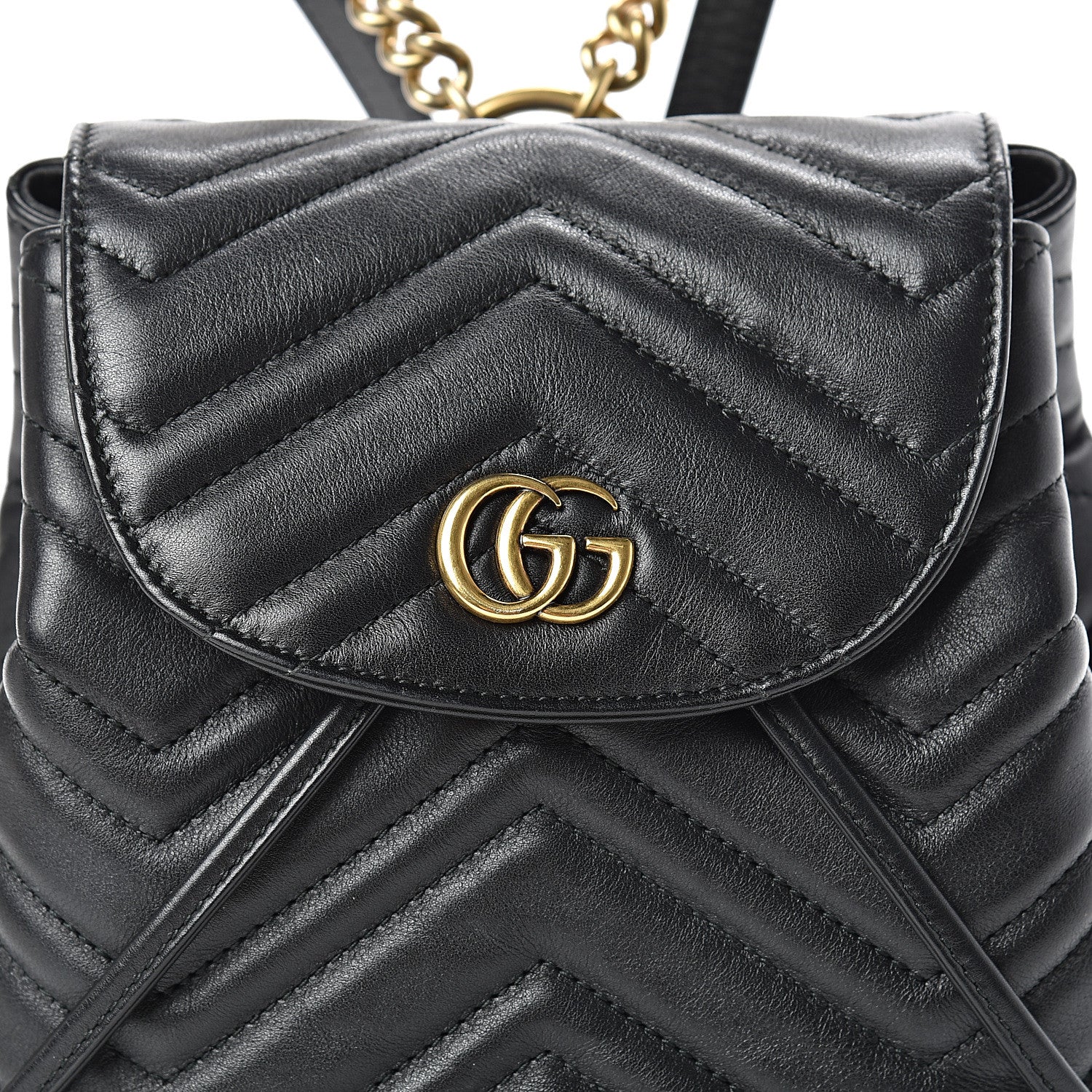 Gucci Calfskin Matelasse GG Marmont Flap Backpack Black 8 of 12