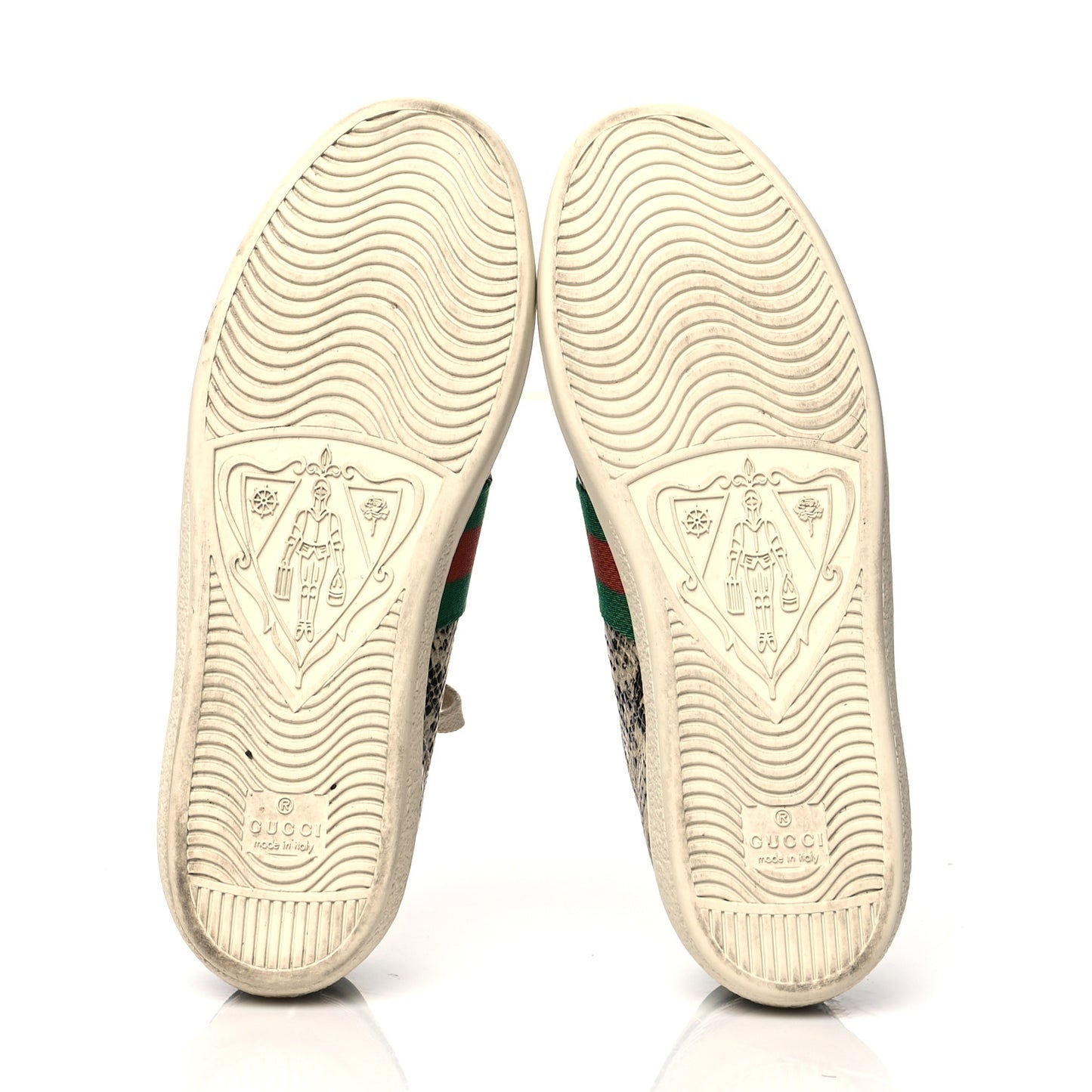 Calfskin Web Python Print Womens Ace Sneakers 37 Beige Avana New Shamarock