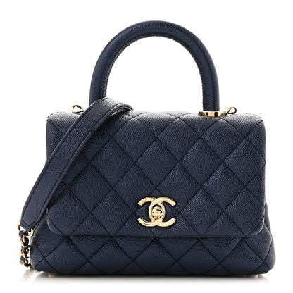 Chanel Iridescent Caviar Quilted Extra Mini Coco Handle Flap Dark Blue 1 of 11