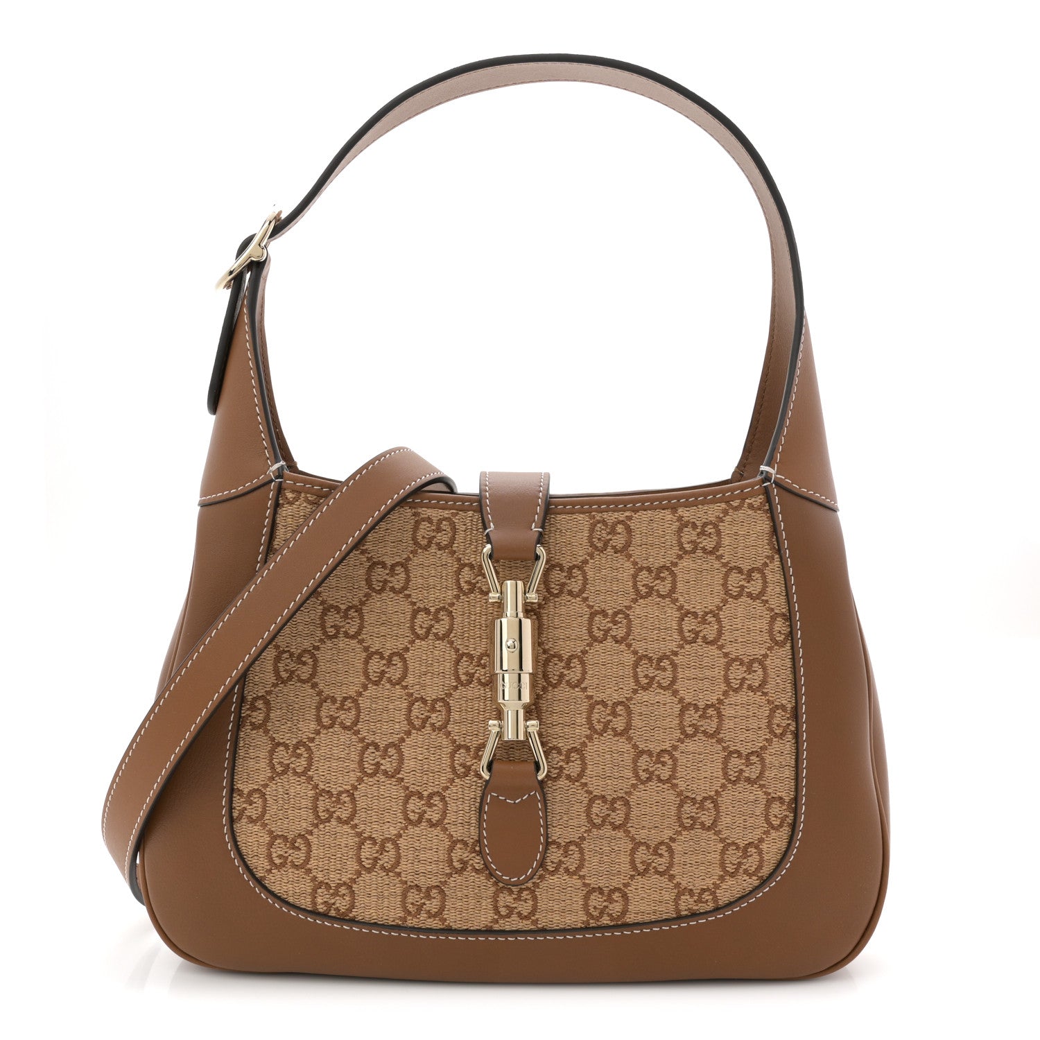 Gucci Raffia GG Supreme Monogram Calfskin Small Jackie 1961 Hobo Natural 1 of 10