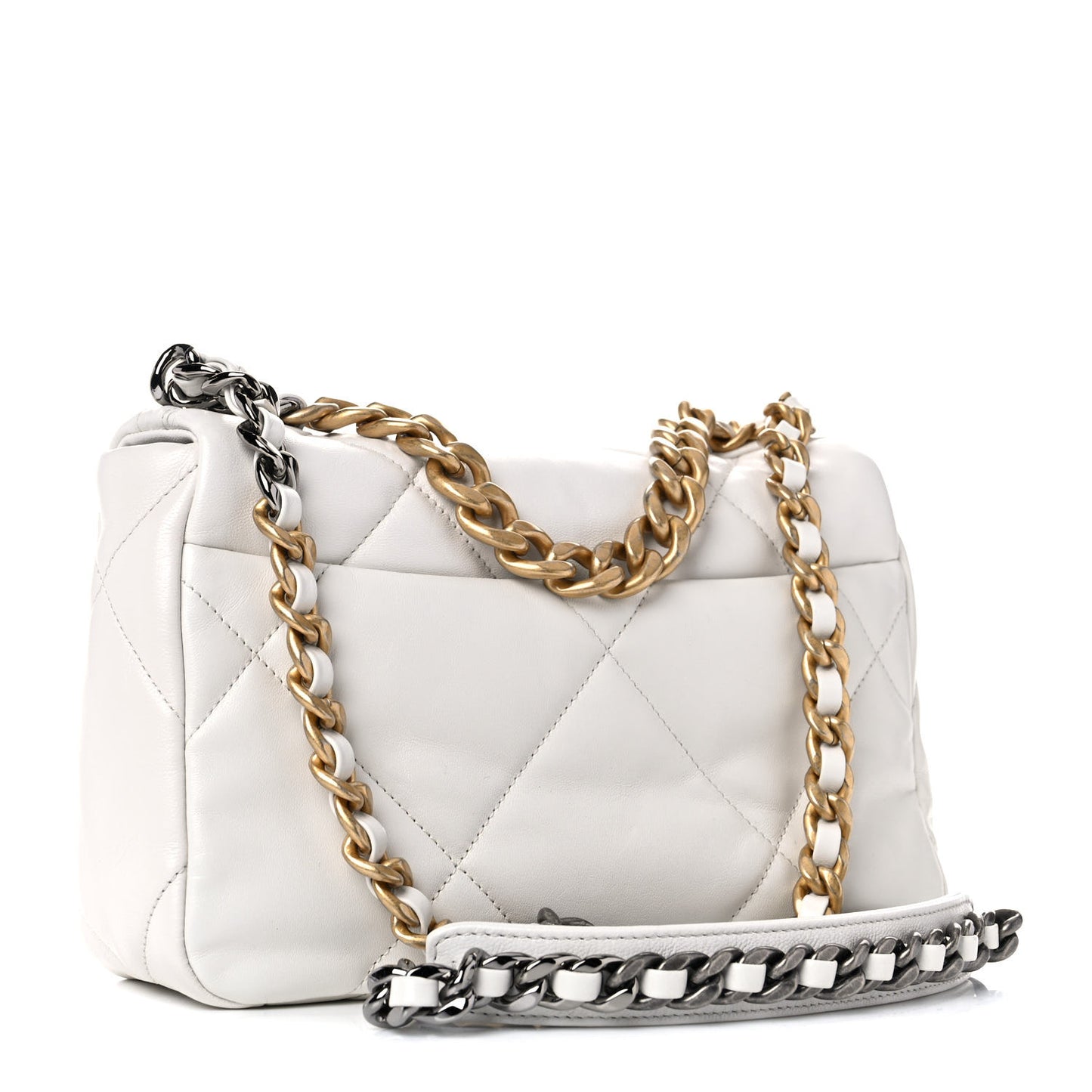 Lambskin Quilted Medium Chanel 19 Flap White