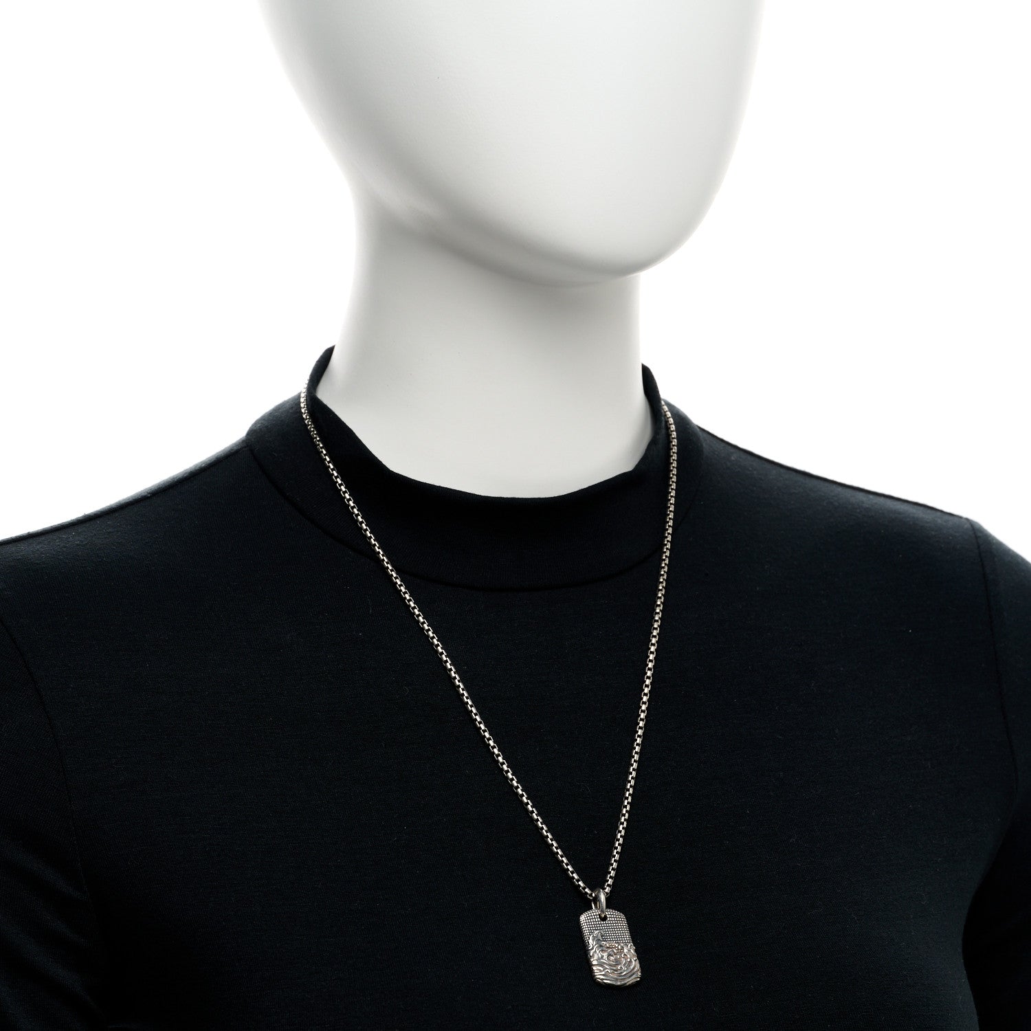 David Yurman Sterling Silver Mens Wave Tag Pendant Necklace 2 of 5