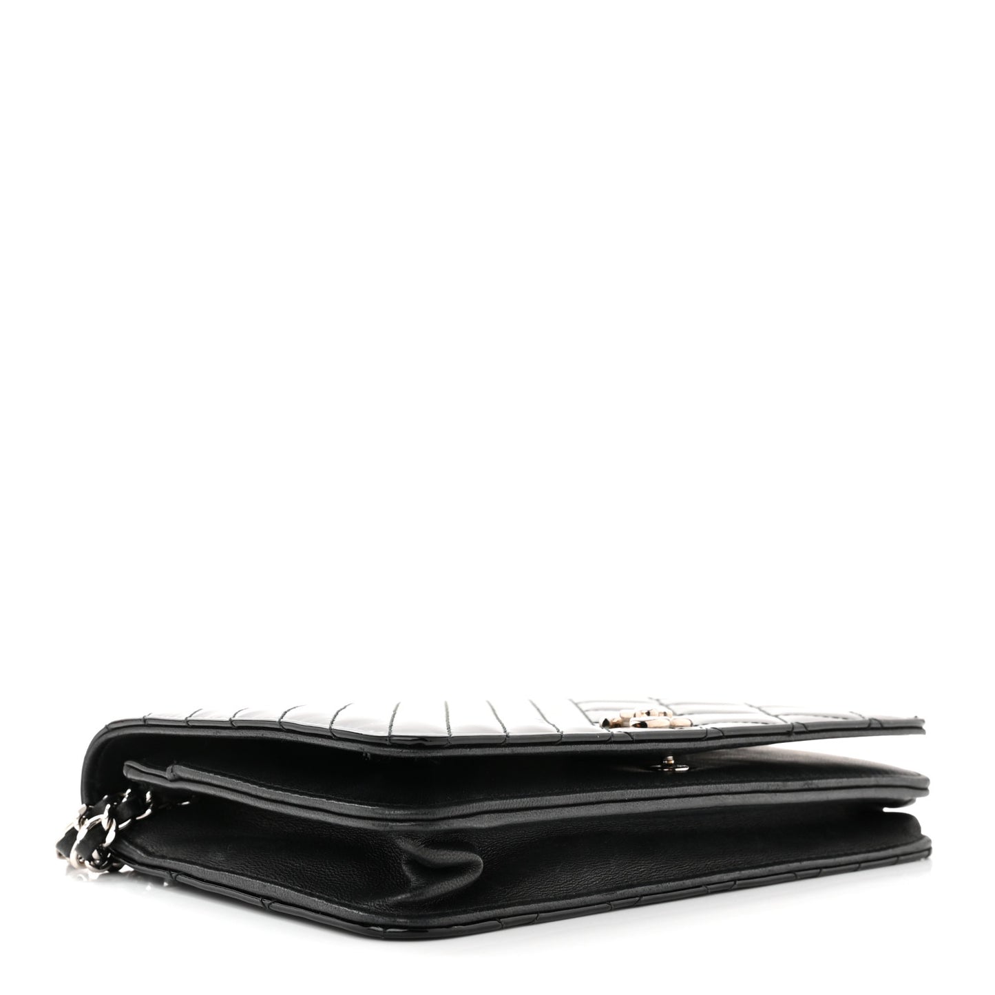 Patent Quilted Coco Boy Wallet On Chain WOC Black