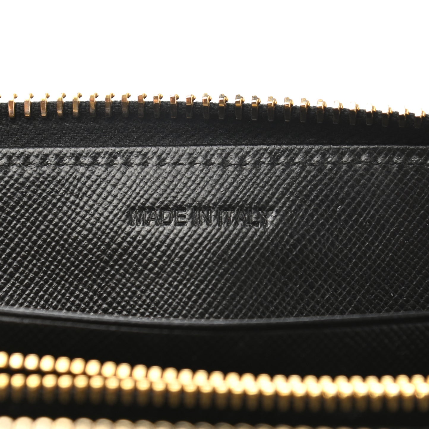 Saffiano Metal Zip Around Wallet Black