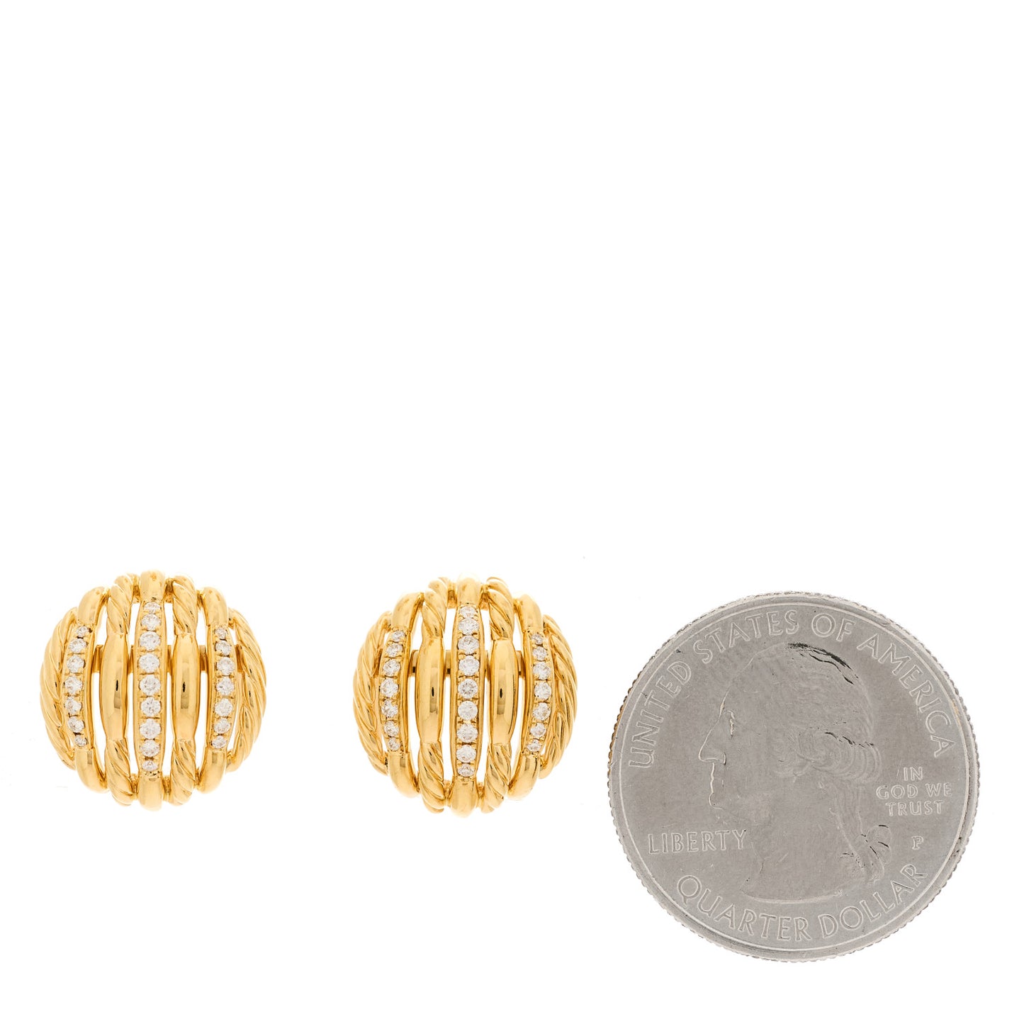 18K Yellow Gold Diamond Tides Earrings