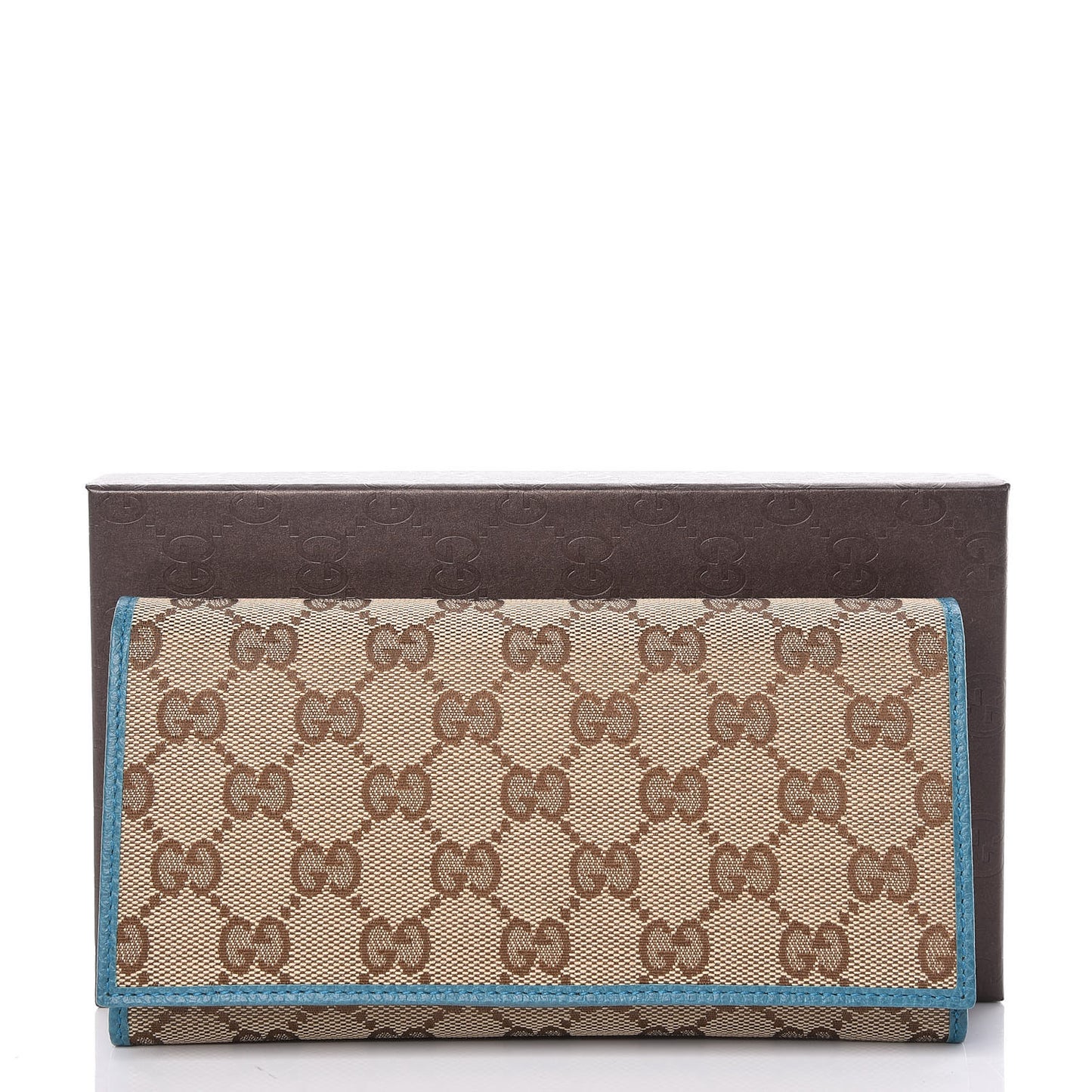 Monogram Dollar Calfskin Continental Flap Wallet Beige Ebony Deep Cobalt