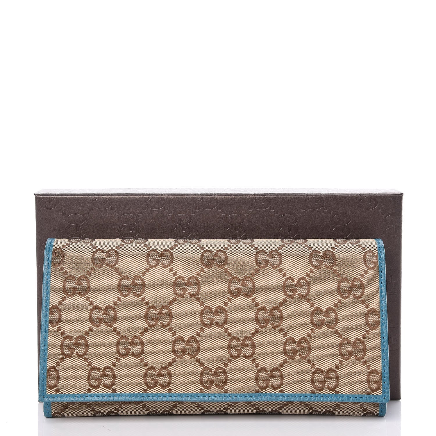 Gucci Monogram Dollar Calfskin Continental Flap Wallet Beige Ebony Deep Cobalt 9 of 9