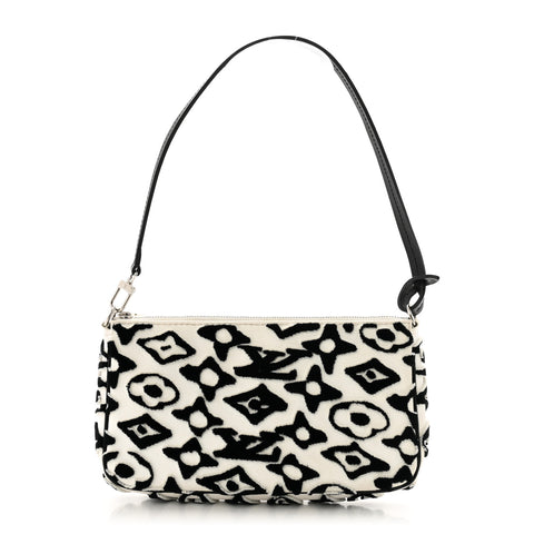 X UF Tufted Monogram Pochette Accessories White Black