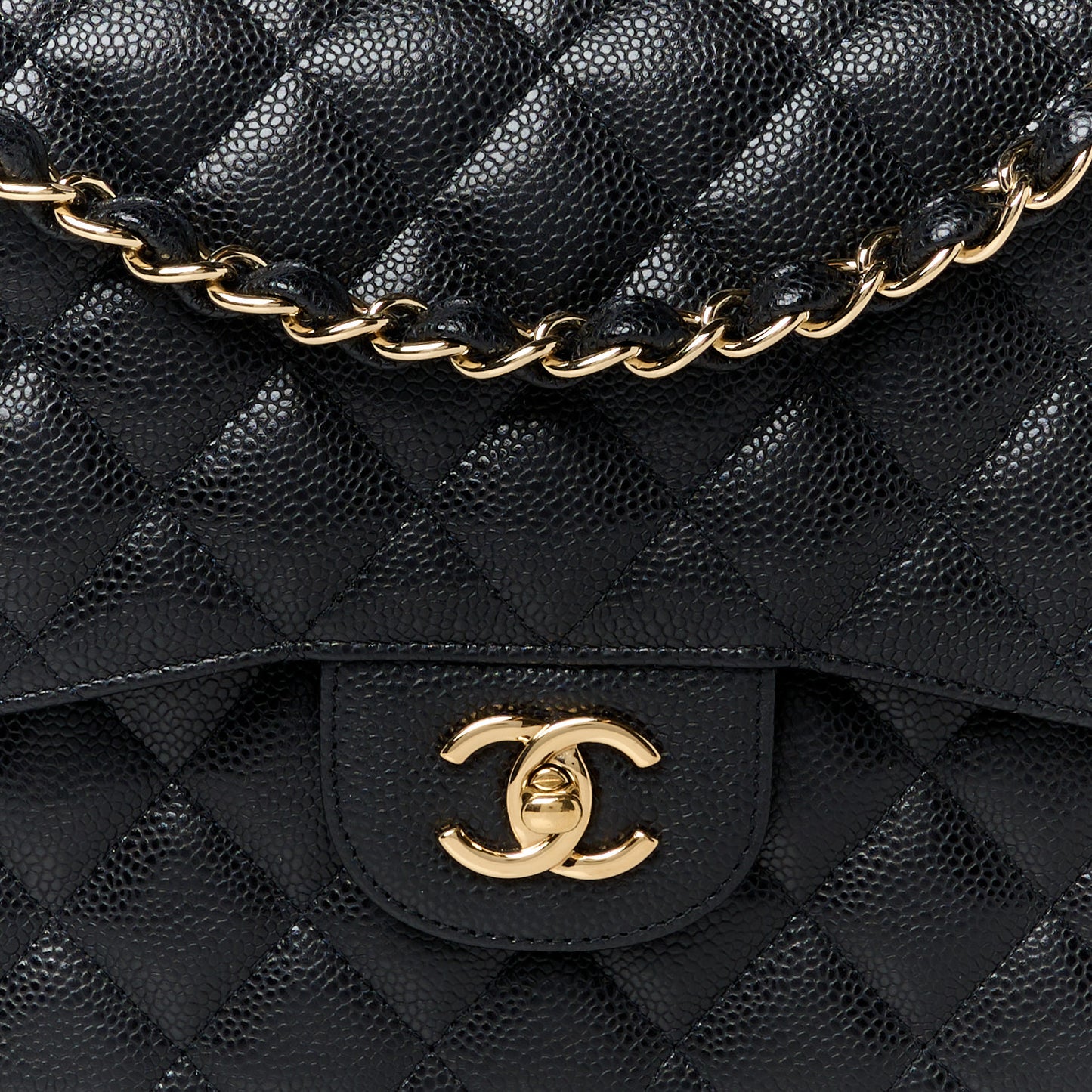 Caviar Quilted Jumbo Double Flap Black