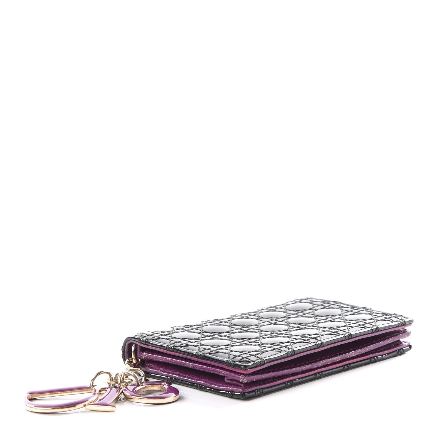 Christian Dior Patent Cannage Lady Dior Mini Wallet Black 3 of 13