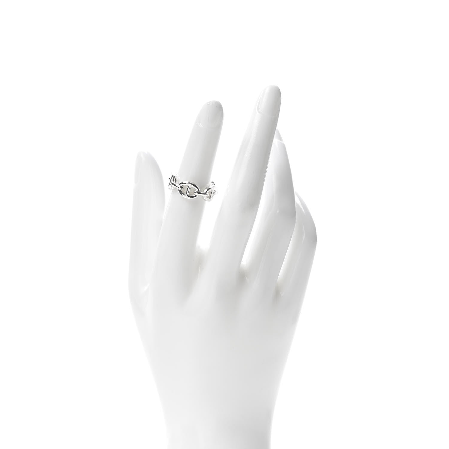 Hermes Sterling Silver PM Chaine d'Ancre Enchainee Band Ring 50 5.25 2 of 6