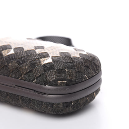 Bottega Veneta Snakeskin Mesh Intrecciato Mosaique Knot Clutch Black 10 of 11