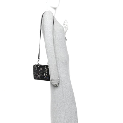Christian Dior Goatskin Sequin Embroidered Mini Lady Dior Black 2 of 9