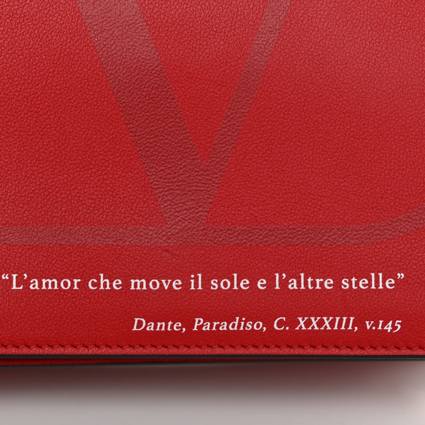 Calfskin Love Lab Go Logo Wallet on Chain Rouge Pur
