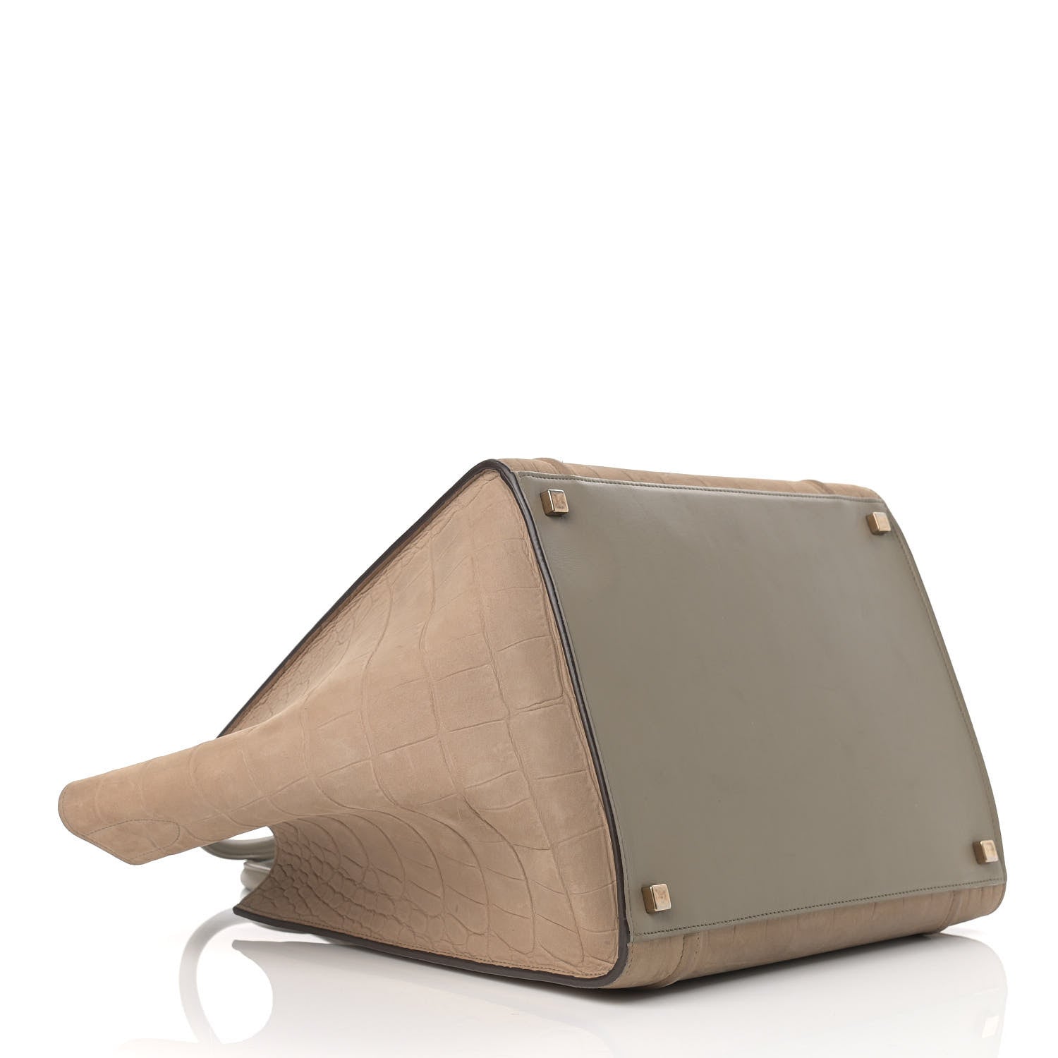 Celine Crocodile Embossed Nubuck Medium Phantom Luggage Beige 4 of 25