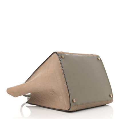 Celine Crocodile Embossed Nubuck Medium Phantom Luggage Beige 4 of 25