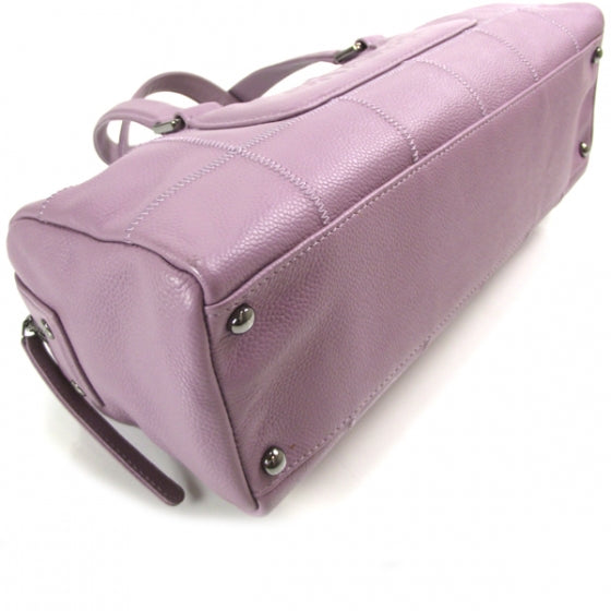 Caviar Square Stitched Satchel Lilac