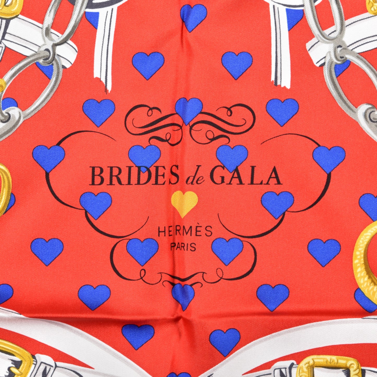 Silk Brides De Gala Love Scarf 90 Rouge Vif Marine White