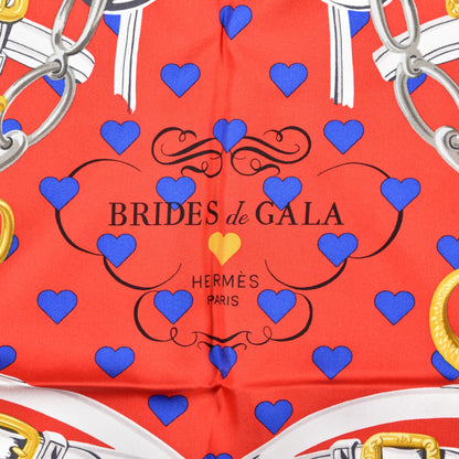 Hermes Silk Brides De Gala Love Scarf 90 Rouge Vif Marine White 2 of 3