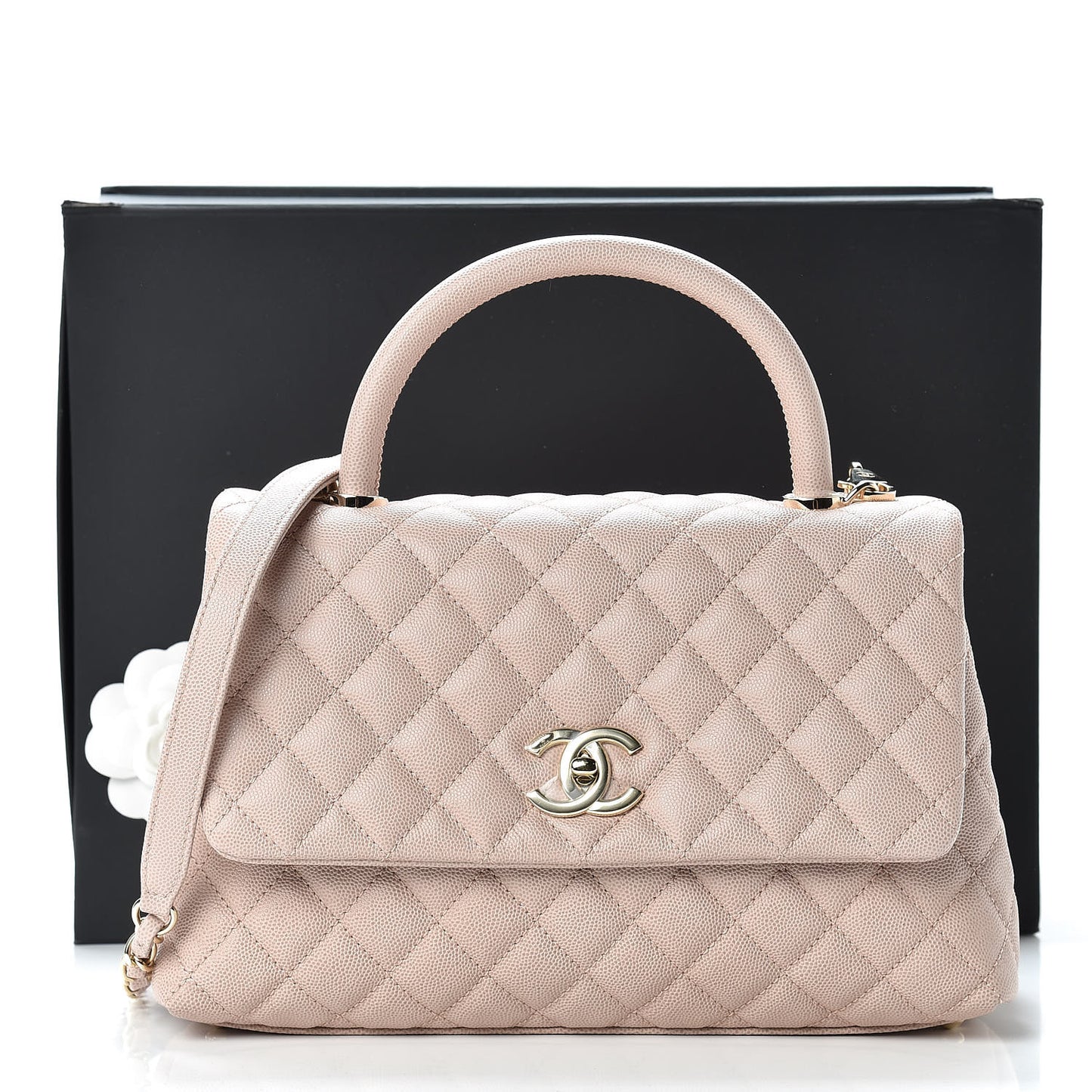 Caviar Quilted Small Coco Handle Flap Light Pink