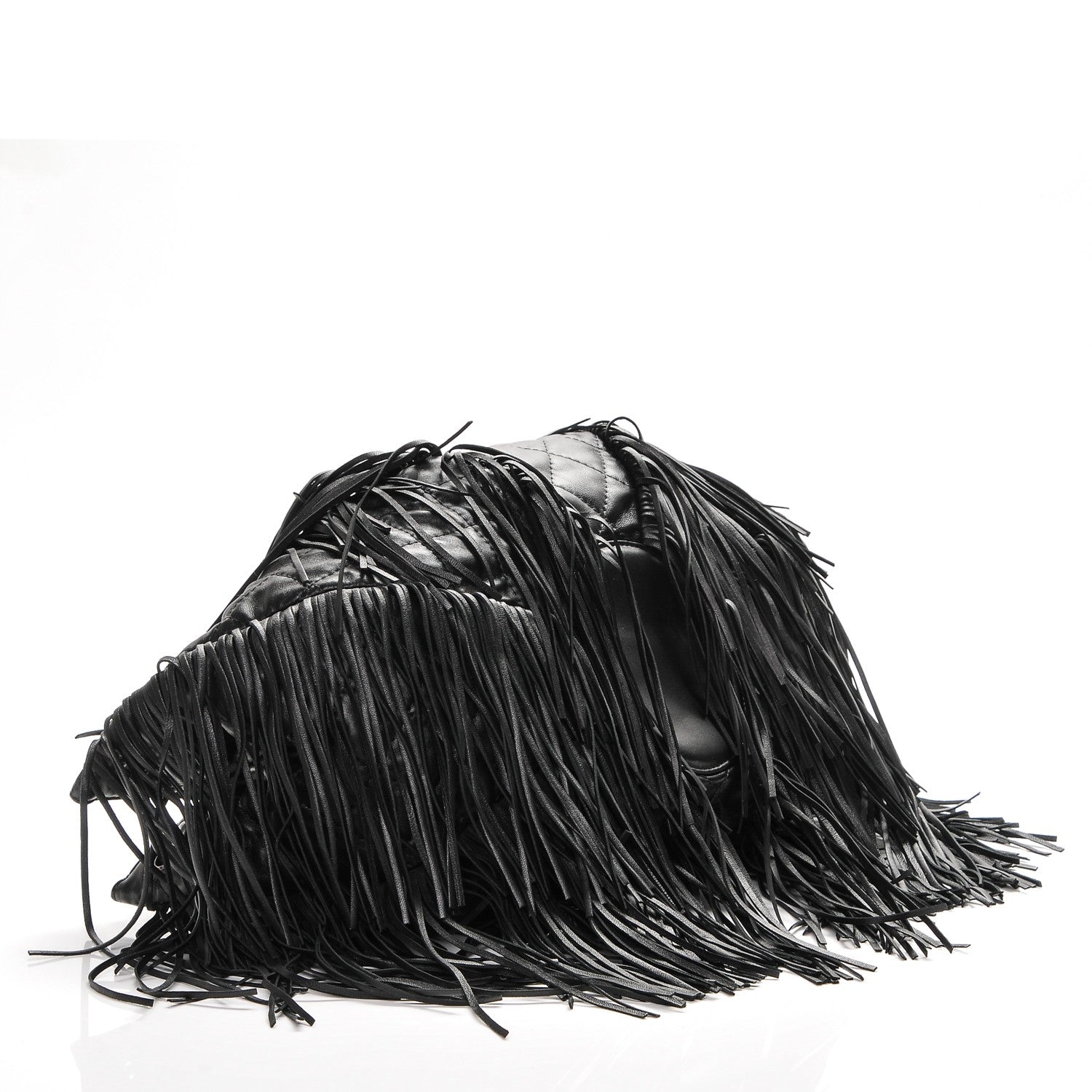 Chanel Lambskin Quilted Western Baluchon Fringe Bag Black 4 of 7