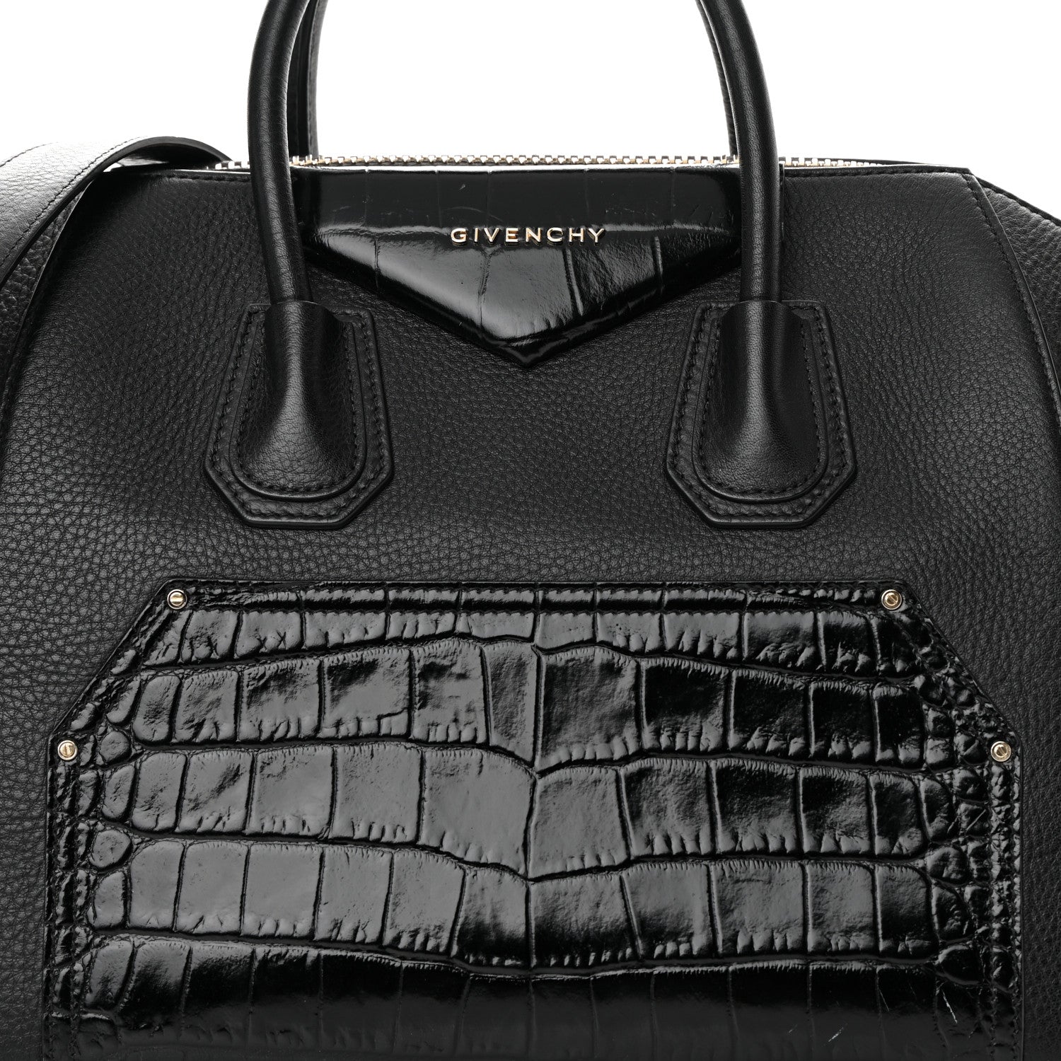 Givenchy Calfskin Crocodile Embossed Medium Antigona Black 8 of 16