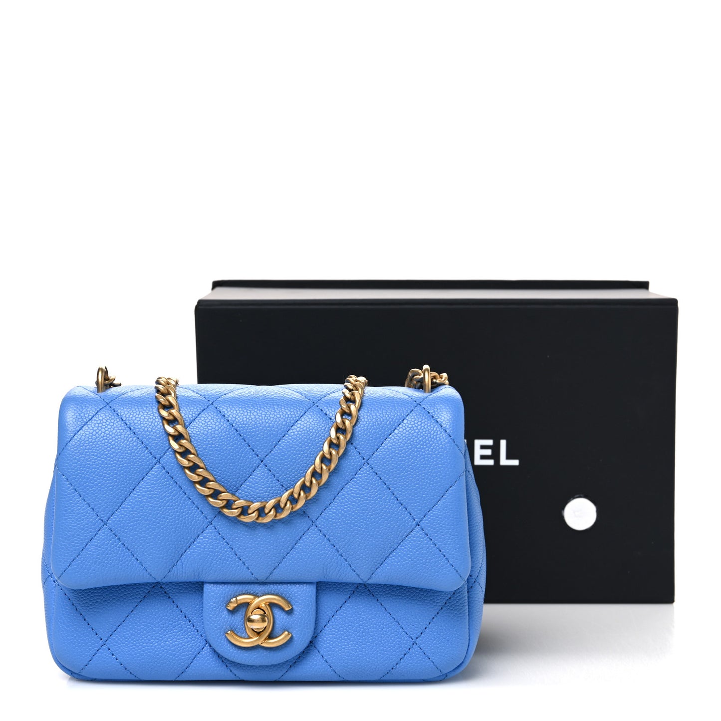 Caviar Quilted Mini Sweetheart Flap Blue