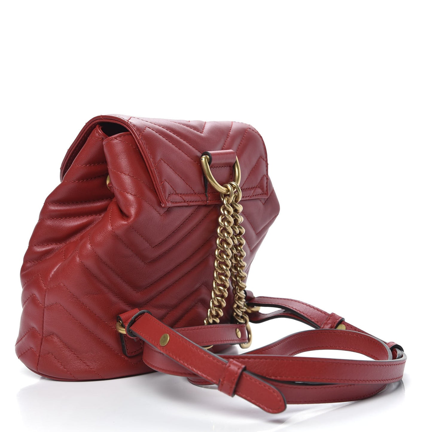 Calfskin Matelasse GG Marmont Flap Backpack Hibiscus Red
