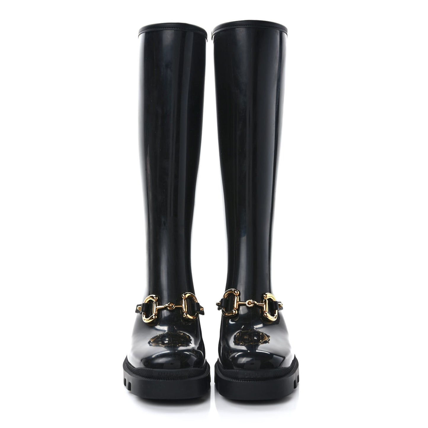 Rubber Horsebit Knee High Boots 37 Black