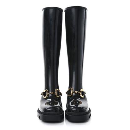 Gucci Rubber Horsebit Knee High Boots 37 Black 2 of 7