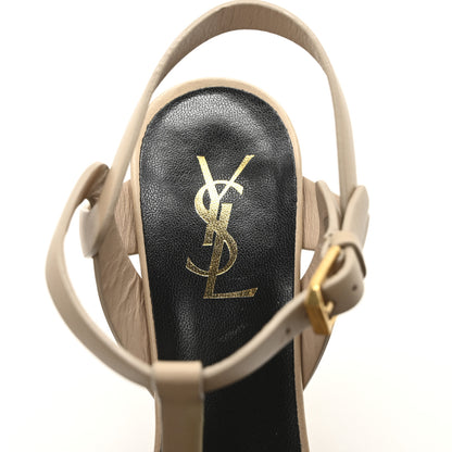 Saint Laurent Calfskin Tribute 75 Platform Sandals 38 Dark Beige 8 of 9