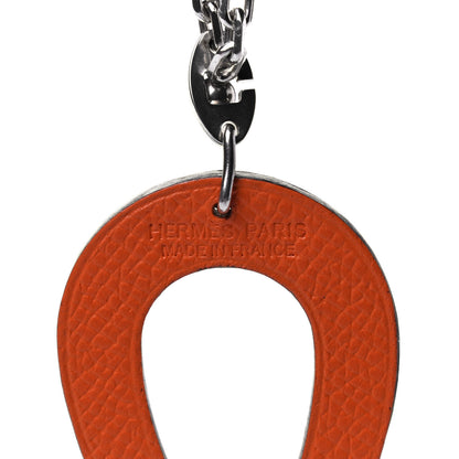 Hermes Epsom Lucky Horseshoe Key Ring Graphite Orange 3 of 3