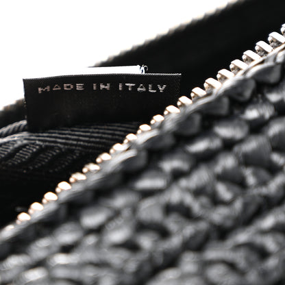Prada Yarn Raffia Effect Crochet Triangle Shoulder Bag Black 7 of 12