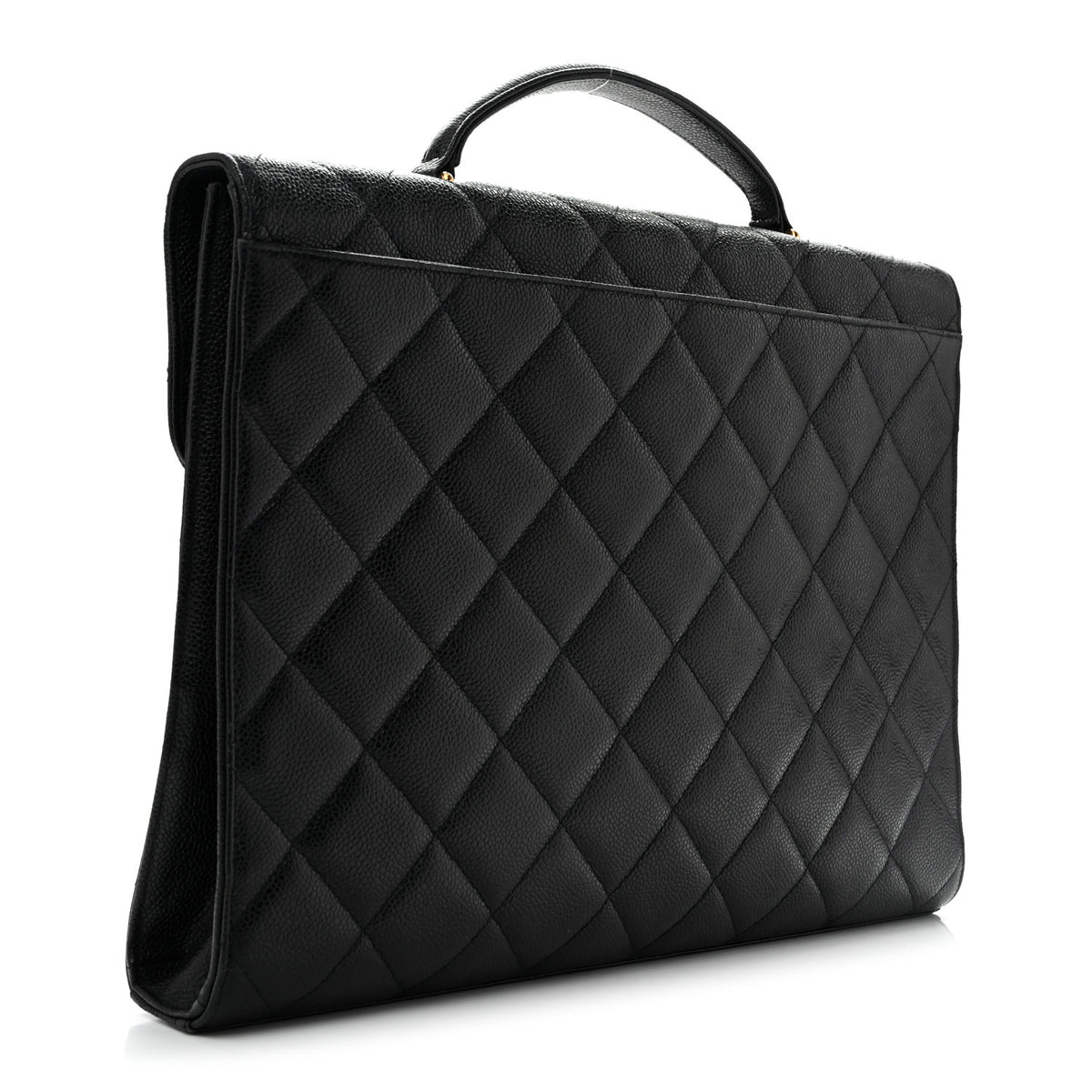 Caviar Quilted Briefcase Laptop Bag Black