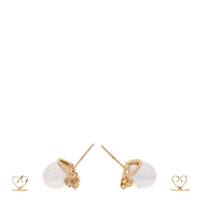 Parker & West by FASHIONPHILE 14K Yellow Gold Diamond Cultured Pearl 10.5-11mm Earrings 3 of 5