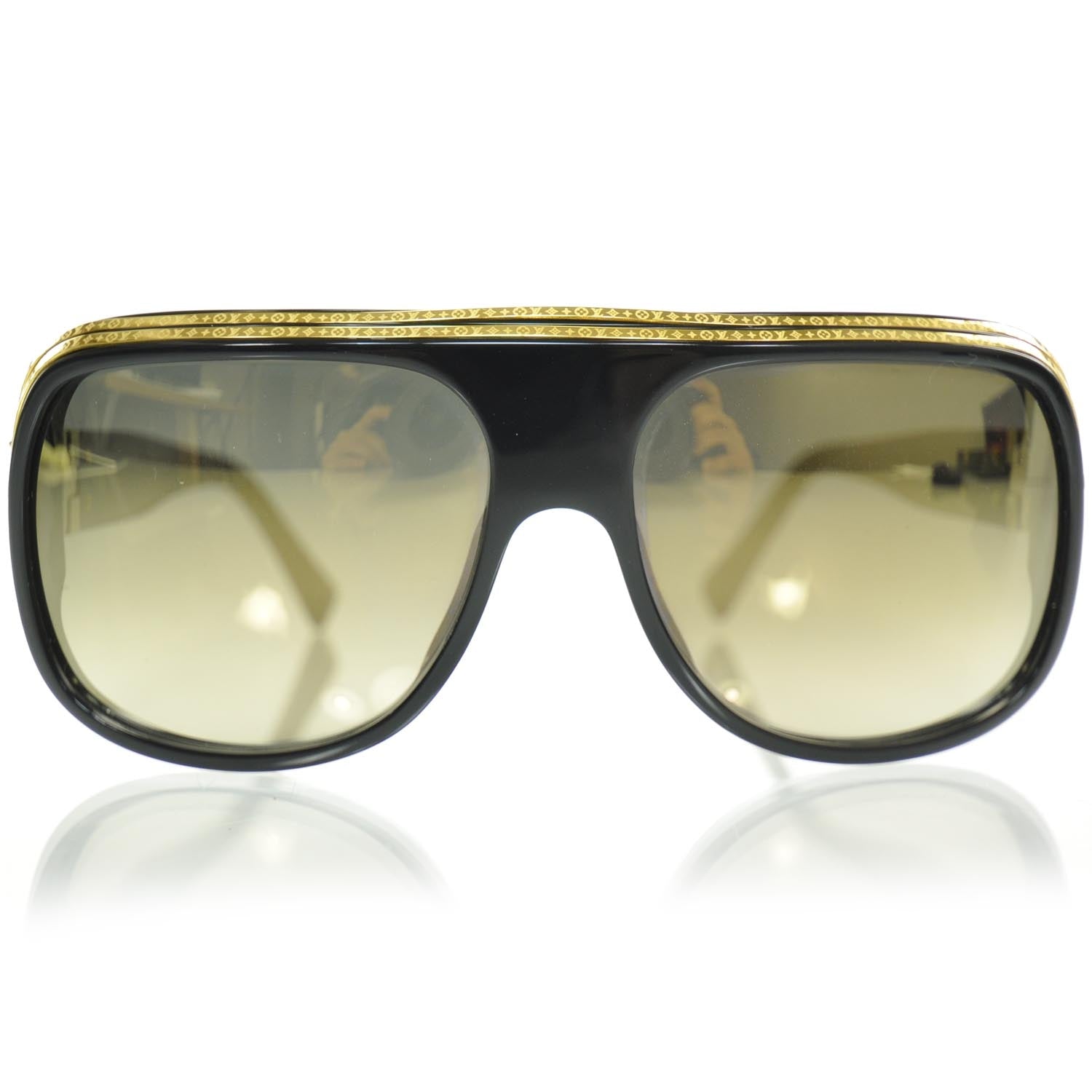 Louis Vuitton Millionaire Sunglasses Black w Gold Plated Lenses 1 of 8