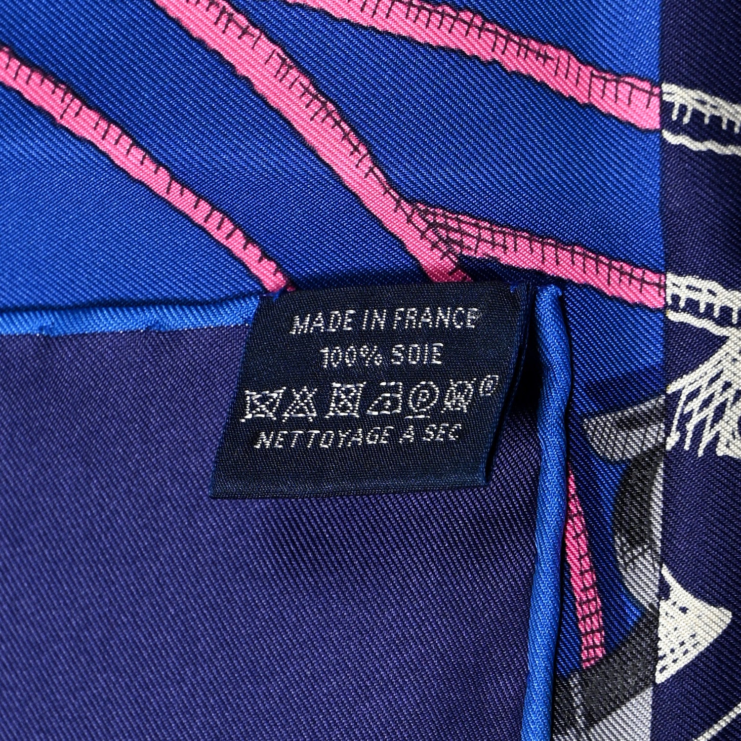 Hermes Silk L'Instruction Du Roy Scarf 90 Indigo Rose 5 of 5