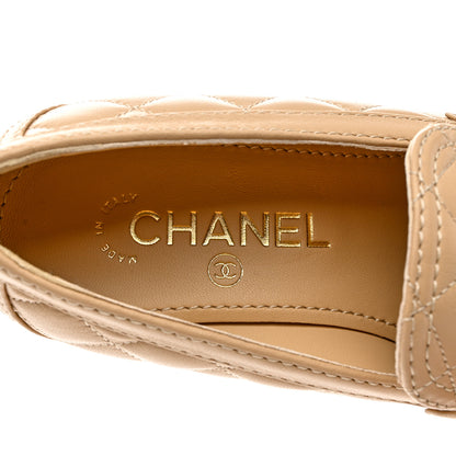 Chanel Lambskin Quilted CC Heart Loafers 36.5 Beige 7 of 9