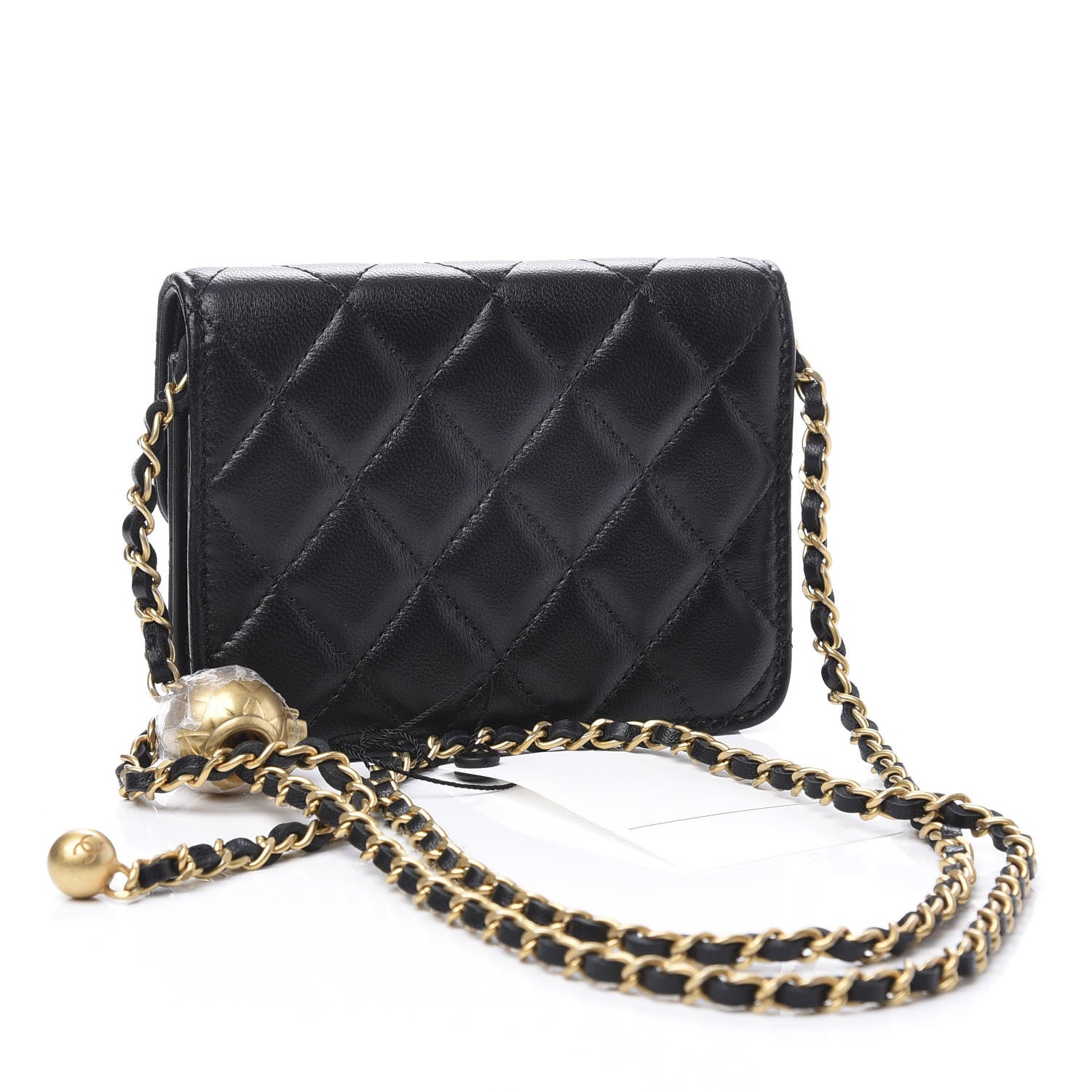 Chanel Lambskin Quilted Pearl Crush Clutch With Chain Black 2 of 12