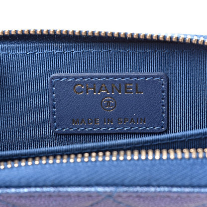 Chanel Iridescent Caviar Quilted Zip Coin Purse Blue 8 of 10