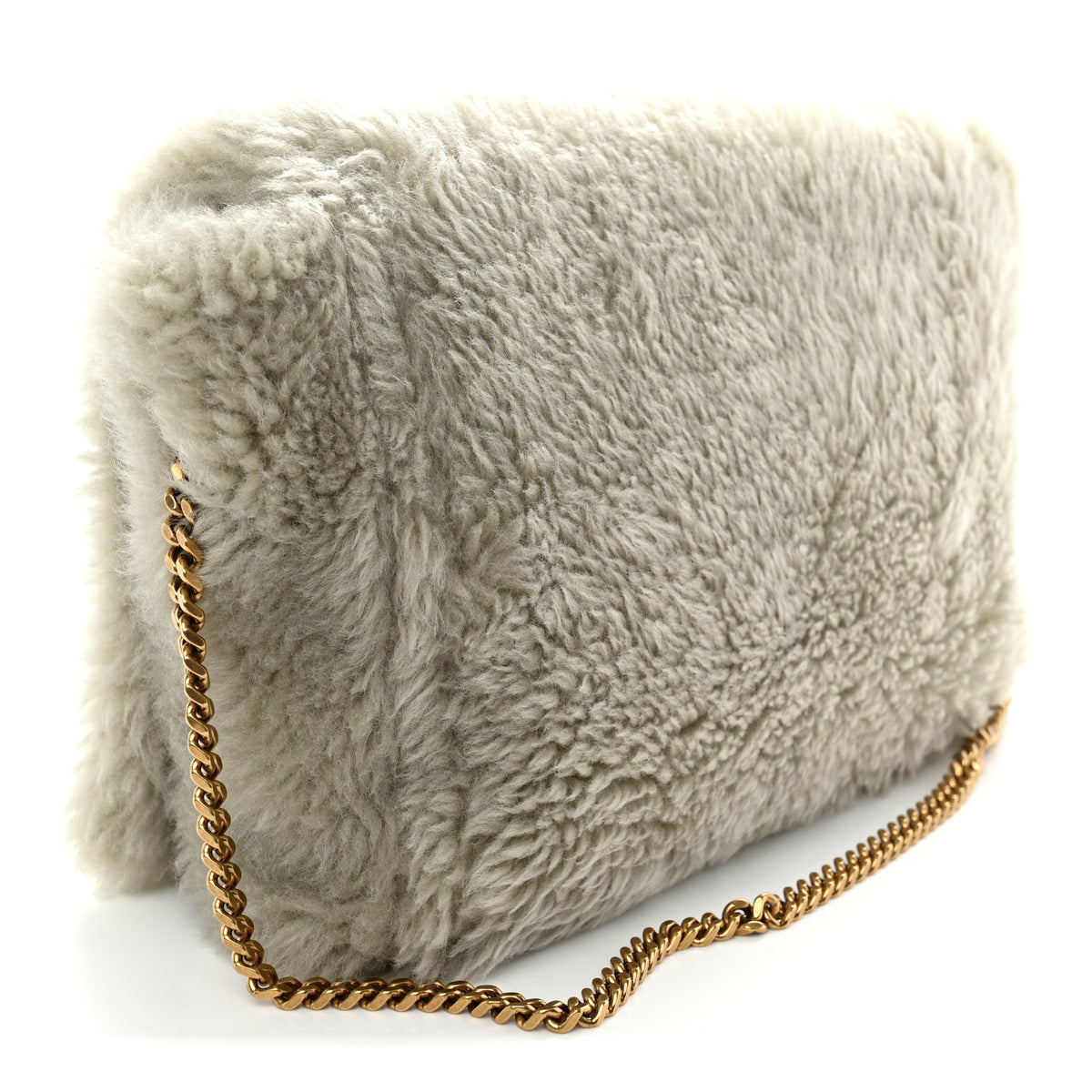 Saint Laurent Shearling Calfskin Medium Reversible Monogram Kate Satchel Grey 3 of 10