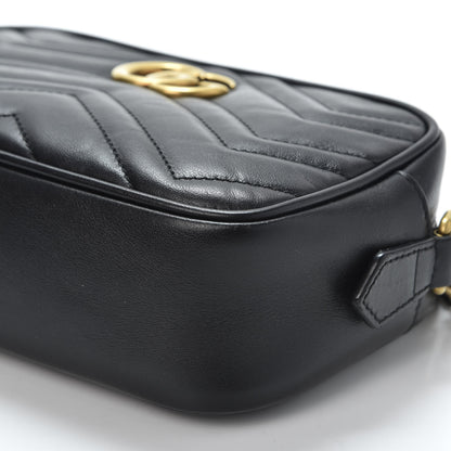 Gucci Calfskin Matelasse Mini GG Marmont Chain Shoulder Bag Black 6 of 9