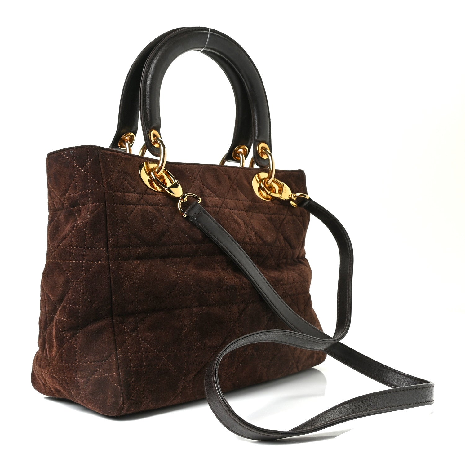 Christian Dior Suede Cannage Medium Lady Dior Brown 2 of 8